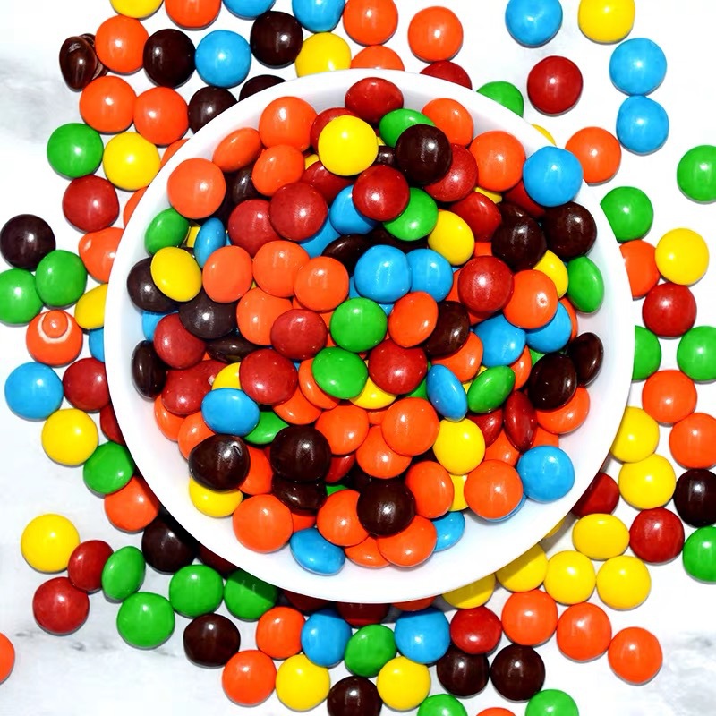 畅销品 彩虹巧克力豆 代可可脂巧克力豆儿童零食彩色糖果一盒6个