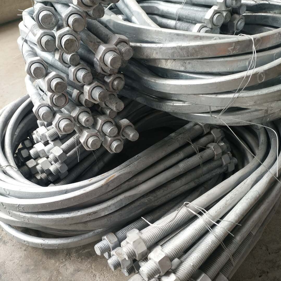 电力金具热镀锌u型抱箍撑铁抱箍u型螺栓加强热镀扁抱箍