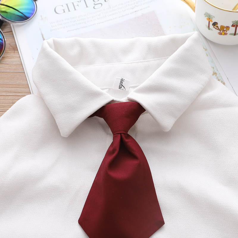 批发日色jk制服少女水手服涤棉领花纯色女学生休闲衬衫小领带现货