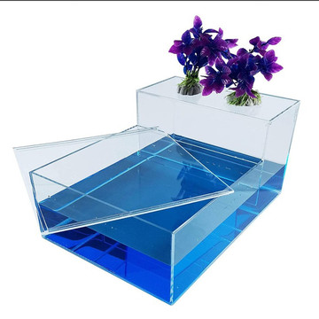 厂家定做透明亚克力迷你鱼缸创意有机玻璃生态水族箱超市观赏鱼缸