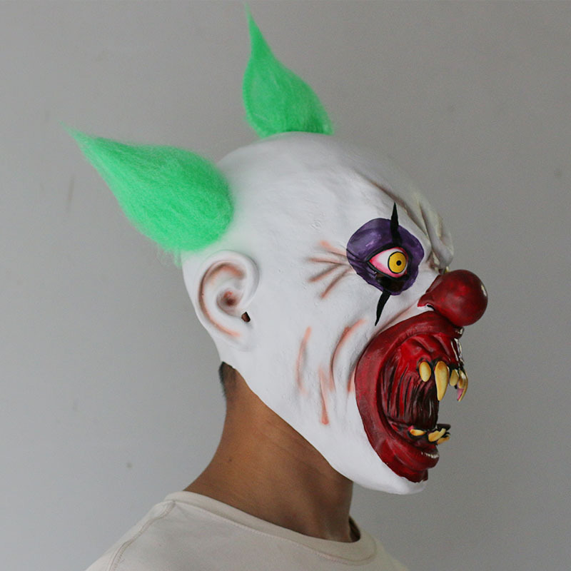 万圣节派对恐怖面具 血嘴獠牙小丑面具 鬼节狰狞鬼脸v字面具批发
