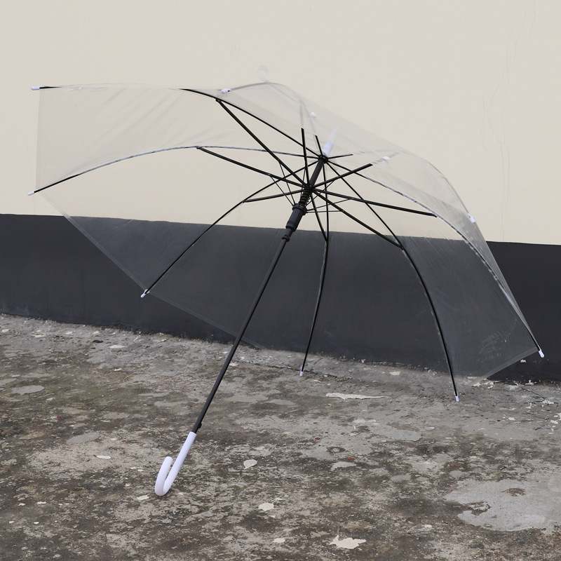 创意透明雨伞 8骨雨伞自动直柄长柄透明雨伞 超大可定logo