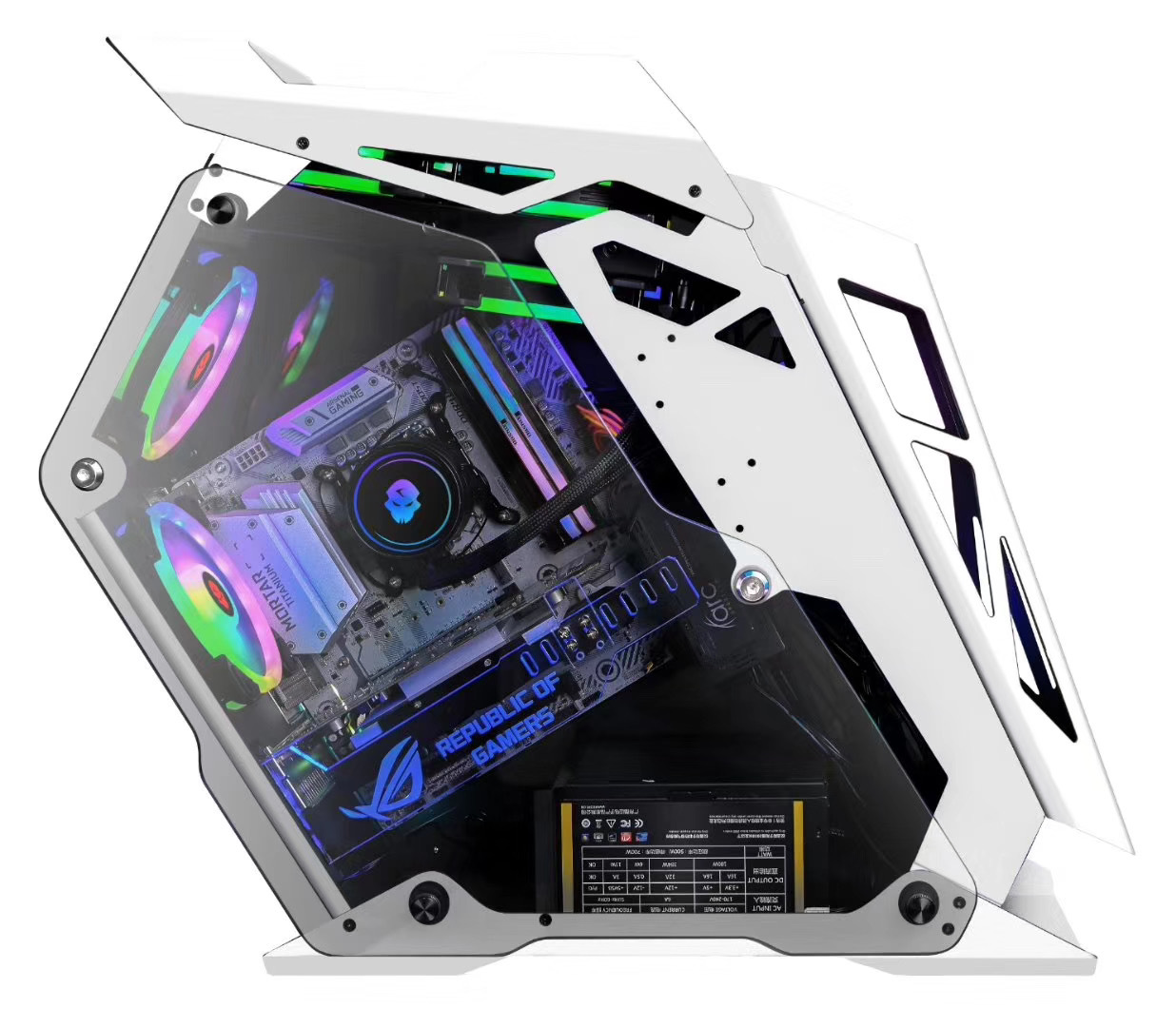 跨境玩嘉网咖电竞电脑机箱 台式机双面侧透游戏水冷小咖异形机箱