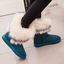 36-42大码冬季新款保暖女鞋女靴平跟厚底女 靴短靴毛毛雪地靴女鞋