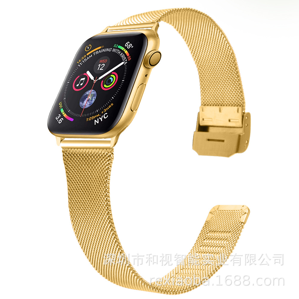 适用苹果智能手表iwatch t字卡扣米兰尼斯表带小蛮腰表带瘦身表带