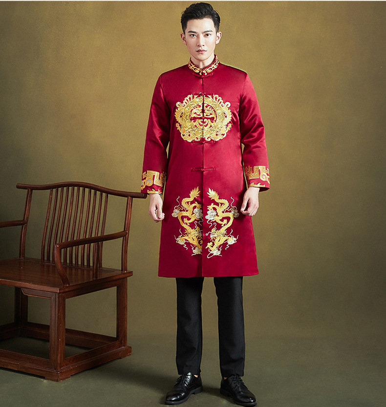 秀禾服新郎中式礼服男装2020新款春夏结婚男款敬酒服唐装男士古装