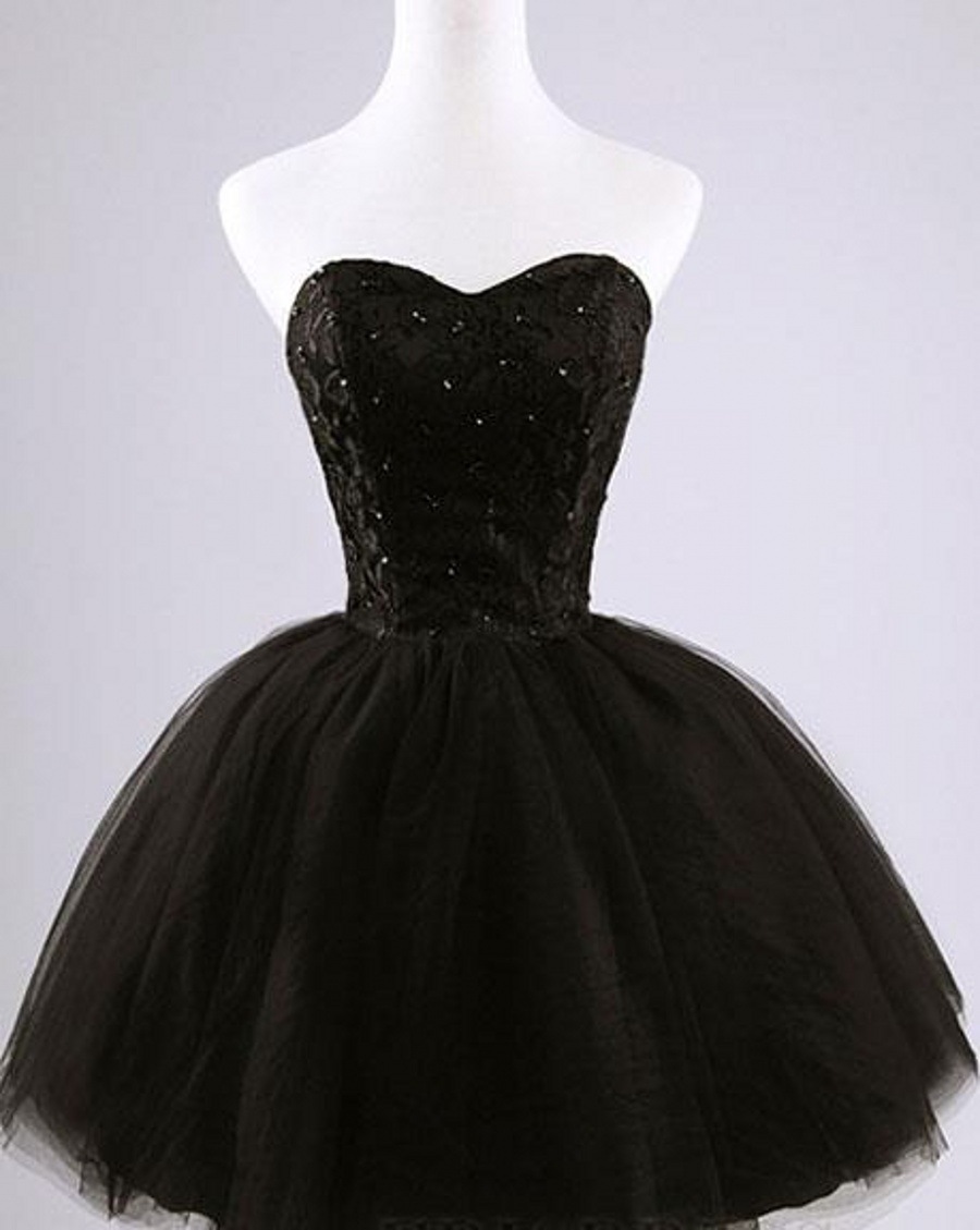 新品黑色宴会主持小礼服蕾丝缝珠演出短裙新娘伴娘服蓬蓬裙零售