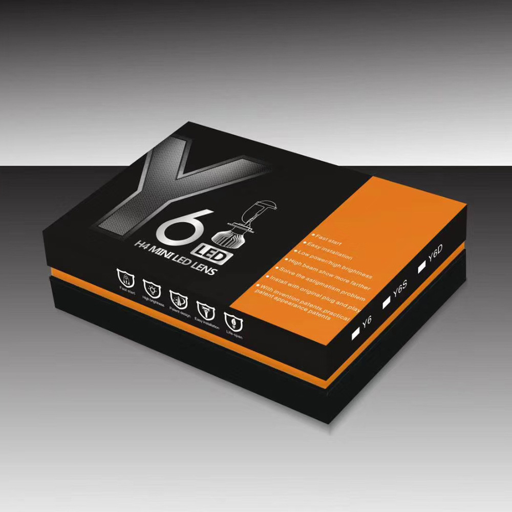 y6d 透镜led车灯h4鱼眼y6s三色摩托车mini双光透镜远近一体h4大灯