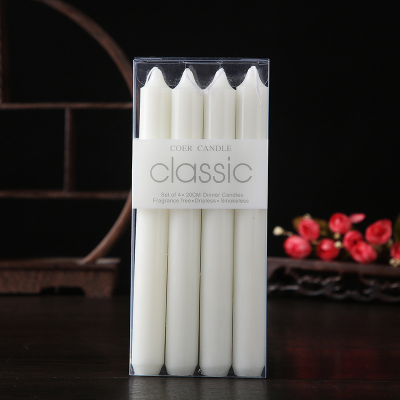 European-Style Classic Red and White Straight Pole Candle Power Failure Emergency Long Brush Holder Candle Romantic Wedding Candlelight Dinner Props Cross-Border