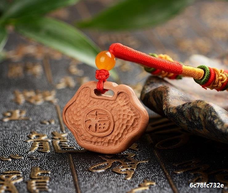 开光正宗肥城桃木吊坠宝宝儿童桃木剑挂件福锁项链小孩辟邪红绳