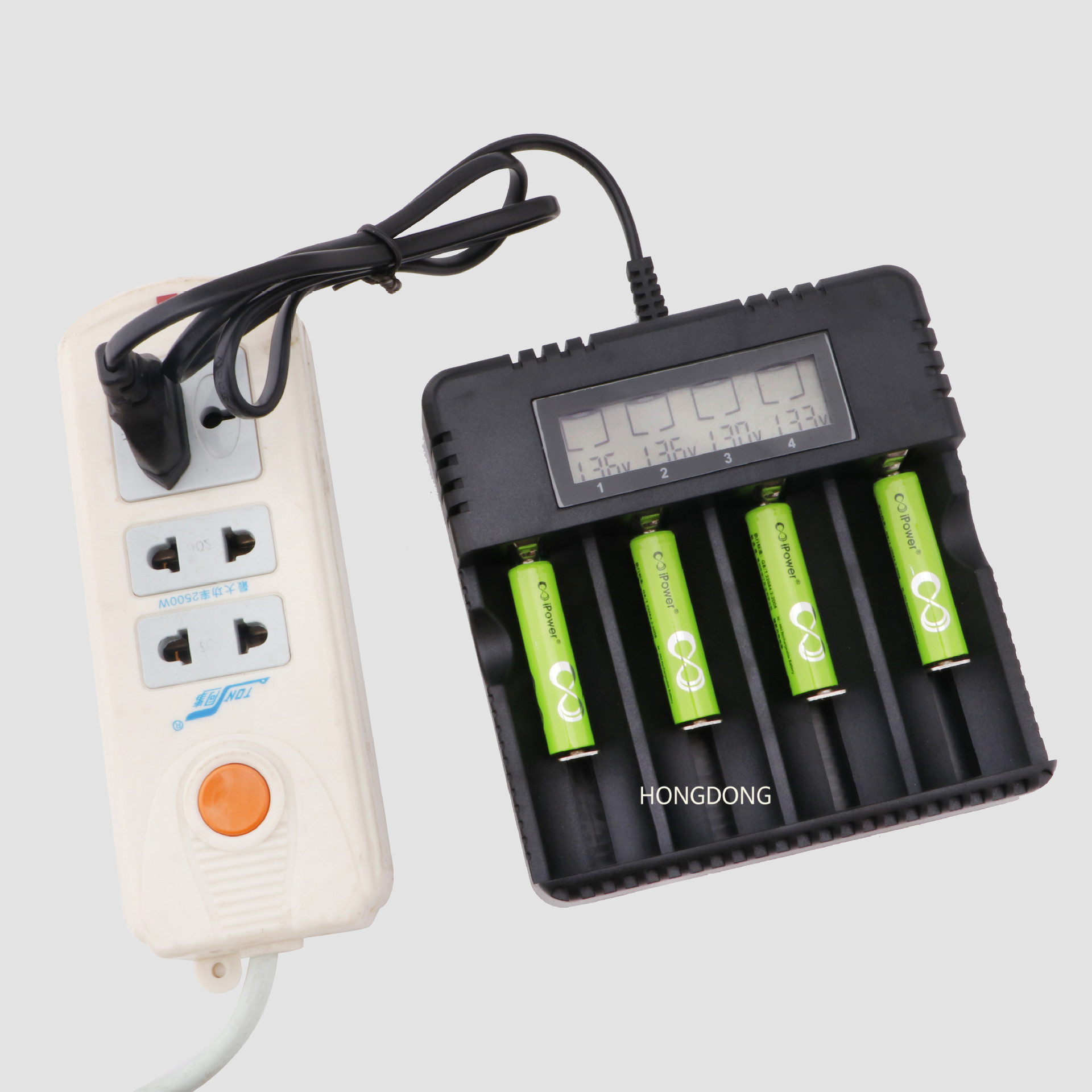 智能液晶锂电池充电器 镍氢3.7v锂电池四槽充5号7号aa玩具充电器