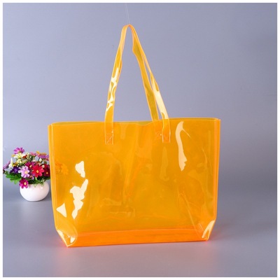 现货pvc透明购物手提袋定做 手提果冻塑料袋子服装礼品定制