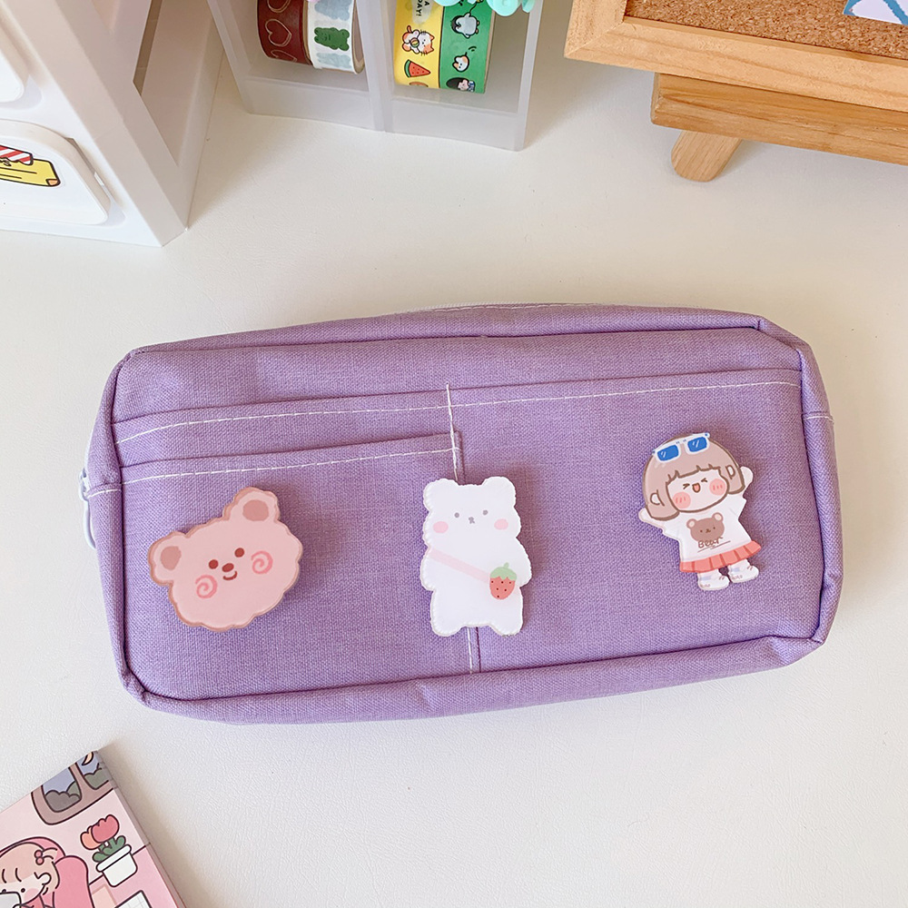 Japanese Style Simple Multifunctional Pencil Case Multi-Layer Large Capacity Ins Student Cute Open Sandwich Stationery Case Stationery Box