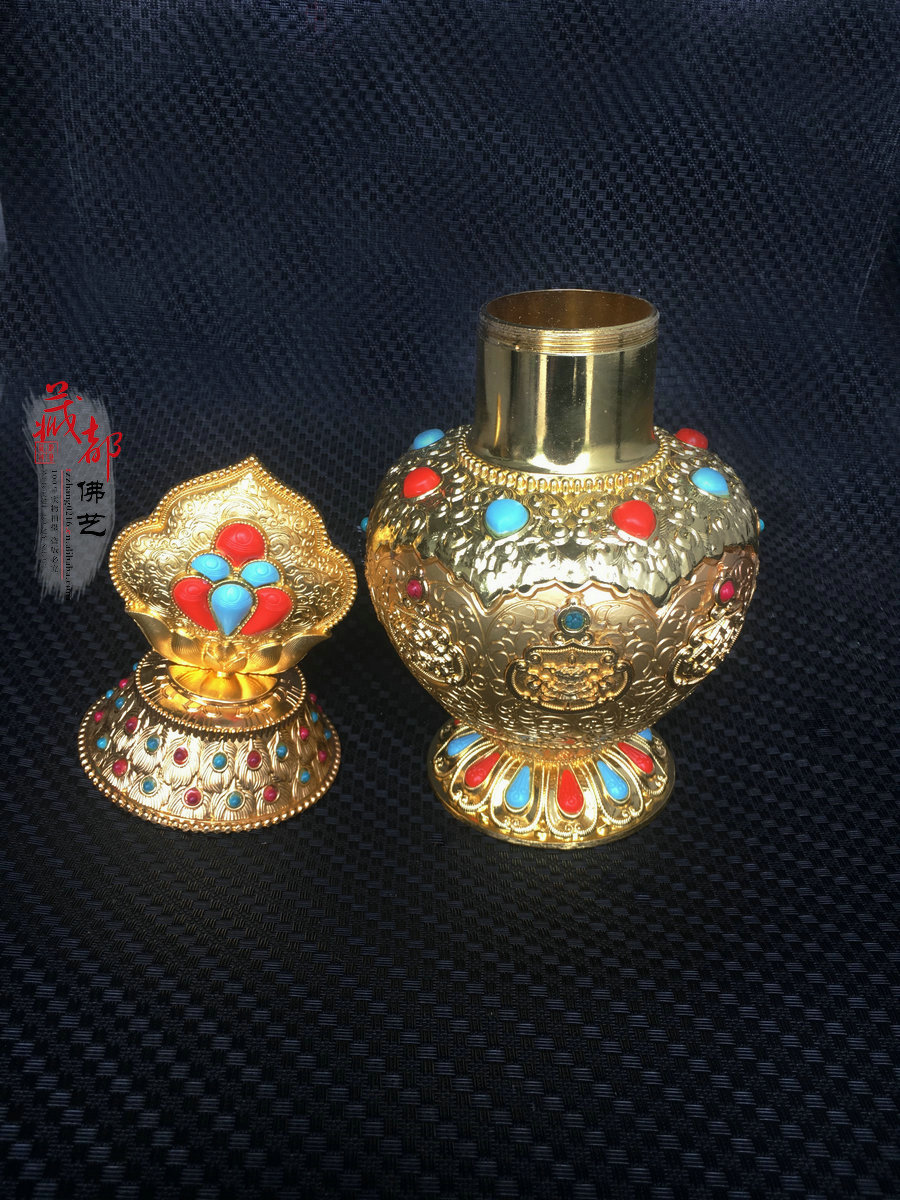 藏传佛教合金八吉祥宝瓶摩尼宝瓶财神宝瓶可装藏礼佛摆件大号
