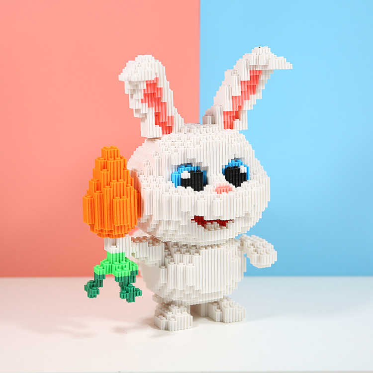 爱宠大机密中颗粒积木抖音爆款宠物兔子小白雪球拼装玩具女孩礼物