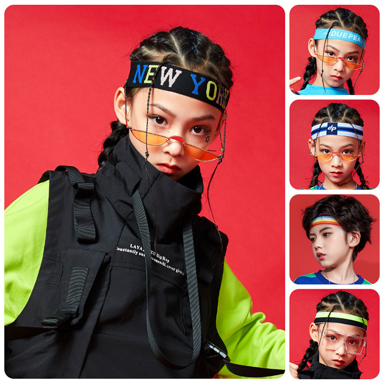 儿童街舞发带女童发带潮妞头饰超酷男孩街舞男童嘻哈套装配饰潮装