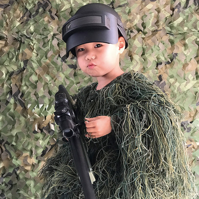 儿童装吃鸡狙击手绝地求生套装极地服雪地吉利服儿童白色丛林迷彩