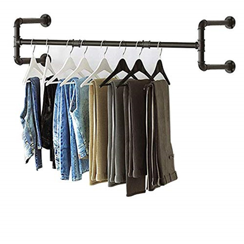 Industrial Style Metal Wall Hanging Clothes Hanger Clothing Store Iron Coat Rack Clothing Props Distressed Water Pipe Display Stand