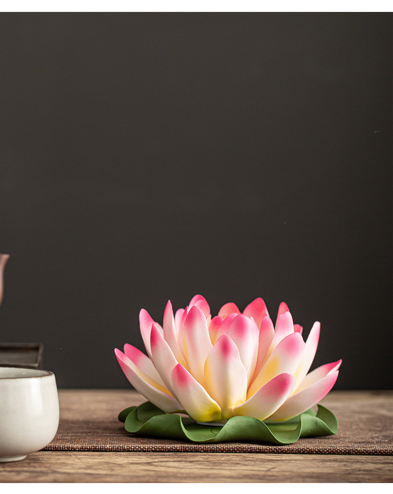 陶瓷莲花香插新中式禅意家居桌面饰品摆件客厅茶室佛堂佛系工艺品