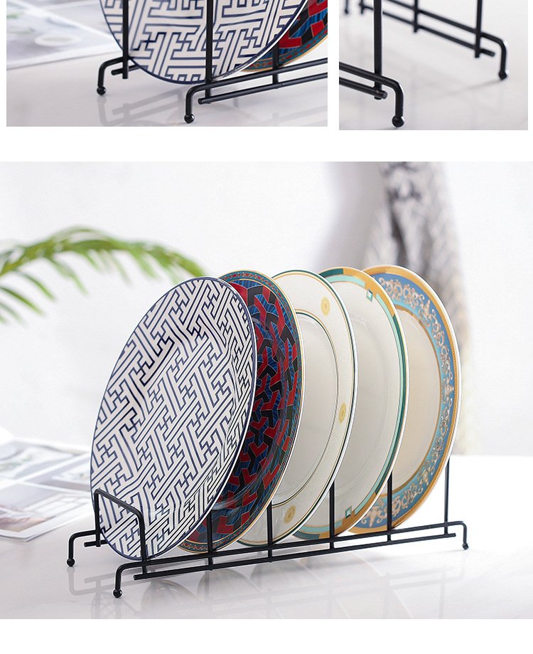 欧式铁艺展示架 厨房铁质烤漆盘子收纳架 陶瓷盘金属工艺品支架