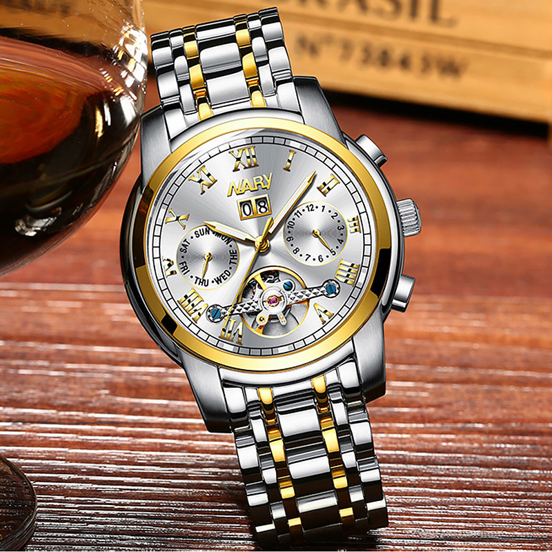 nary/耐瑞 爆款时尚商务手表男士多功能陀飞轮镂空全自动机械表