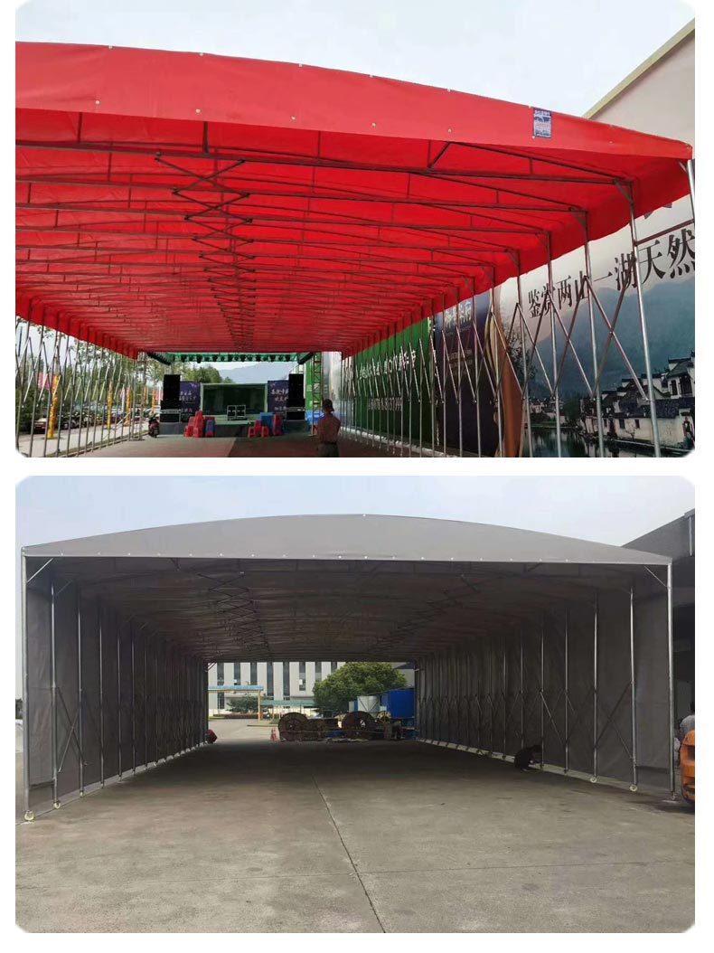 【电动推拉棚】大排档移动推拉棚仓库活动伸缩棚物流仓储推拉雨篷