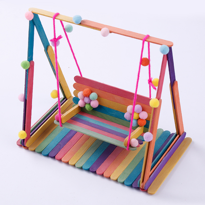 秋千彩色雪糕棒冰棍棒冰棒棍木条儿童手工diy材料制作模型小套装