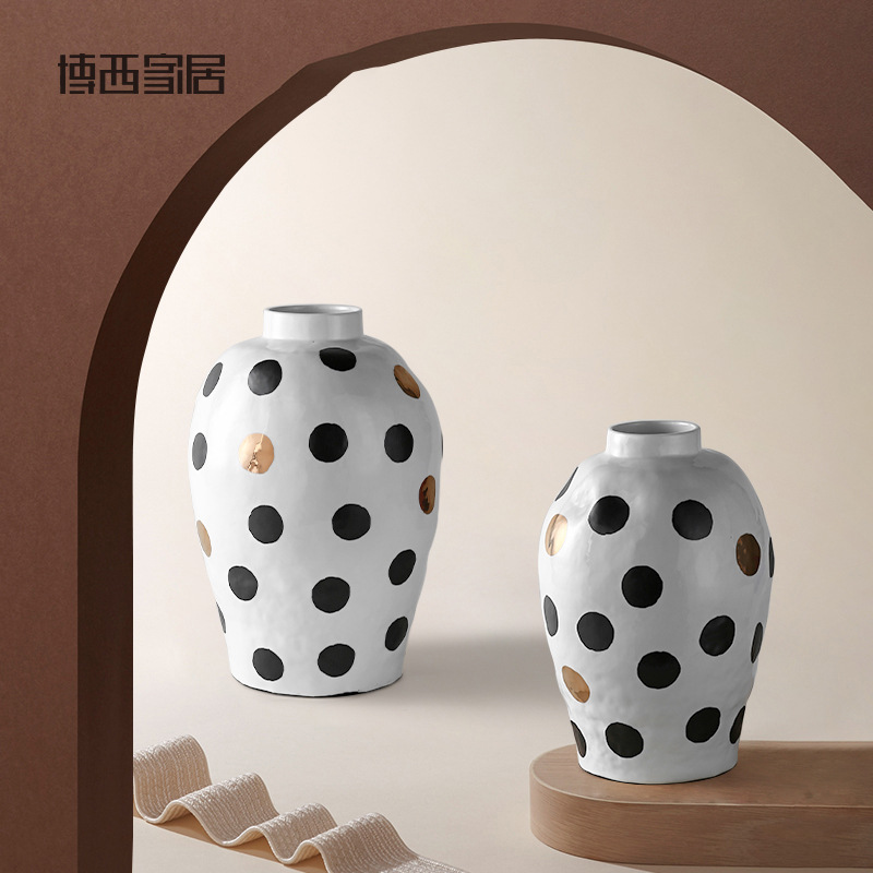 新中式罐类大号陶瓷花瓶简约摆件别墅客厅家居瓷器软装饰工艺品