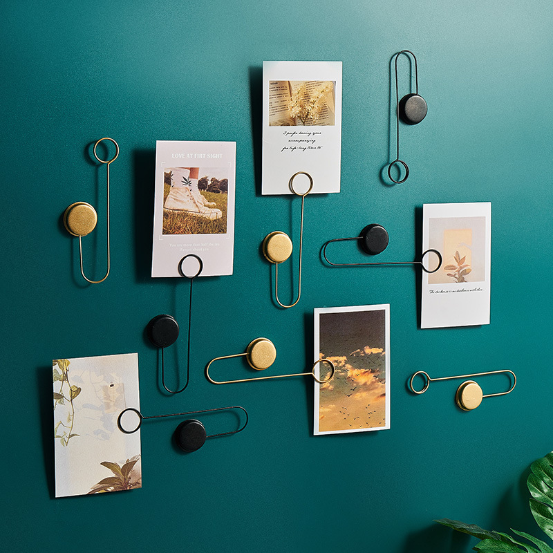 北欧ins奶茶店铺墙面装饰铁艺留言便签明信片夹直播间布置照片墙