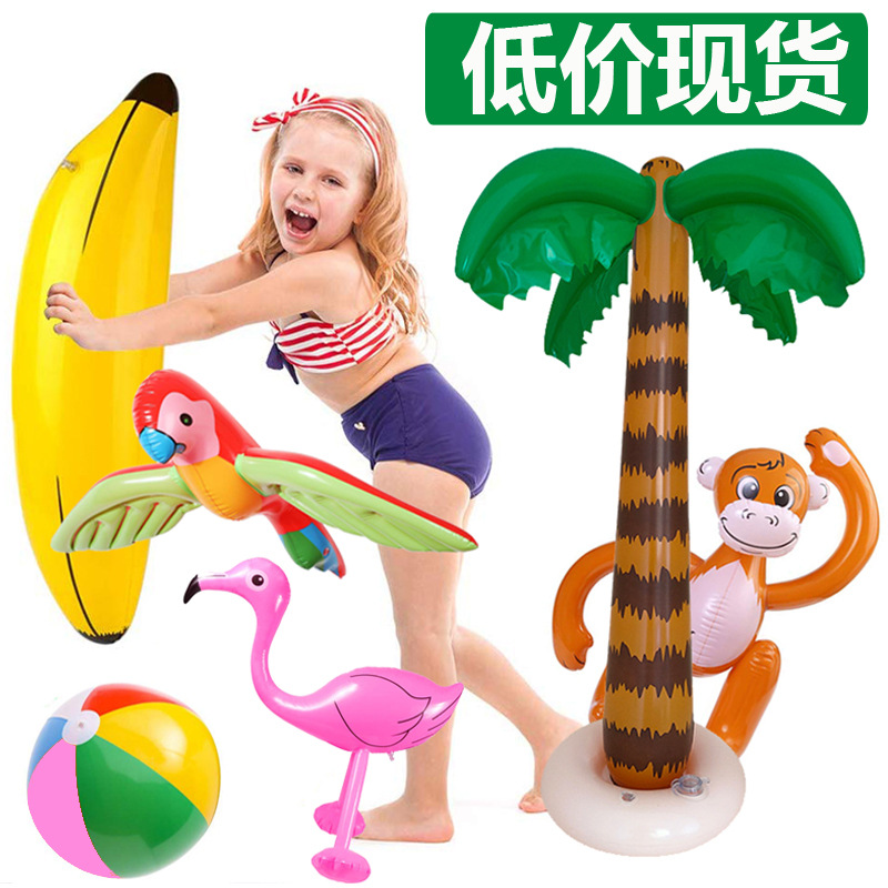 Cross-Border Wholesale Pvc Inflatable Coconut Tree Flamingo Beach Ball Banana Toy Gift Advertising Props