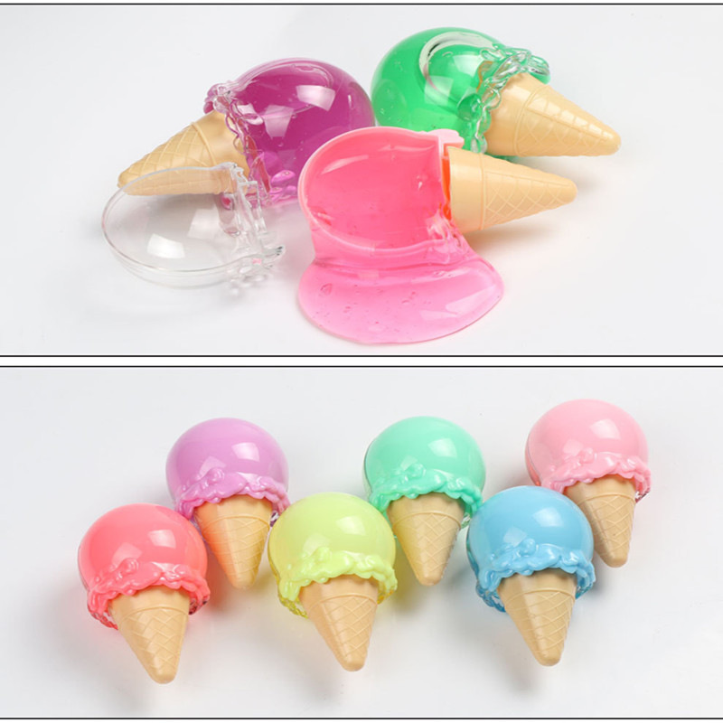 Peile Baoyuan Head Manufacturer Colorful Ice Cream Maca Transparent Cone Crystal Mud Non-Stick Hand Decompression DIY Toy