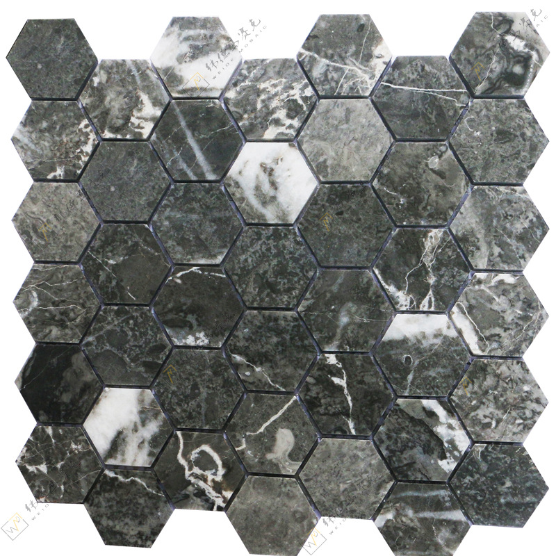 六边形大理石马赛克六角形石材马赛克hexagon marble mosaic tile