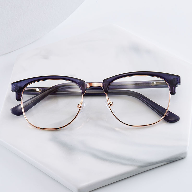 复古半框金属tr90超轻平光镜文艺眉线架光学眼镜男女通用厂家批发
