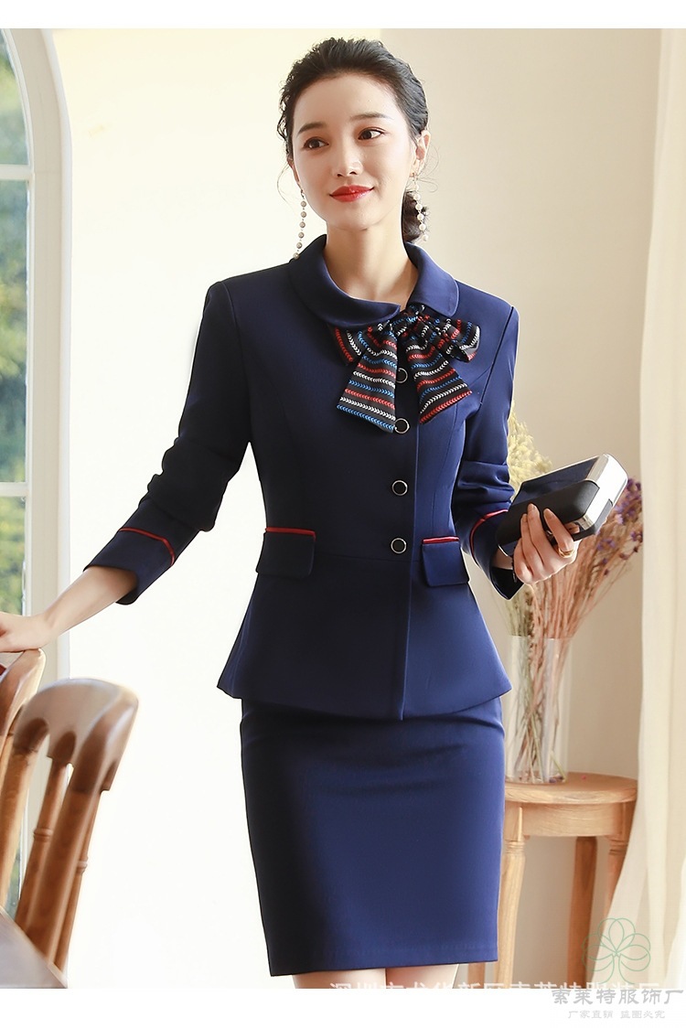 酒店前台迎宾工作服女春秋饭店宾馆客房餐饮火锅店服务员职业套装