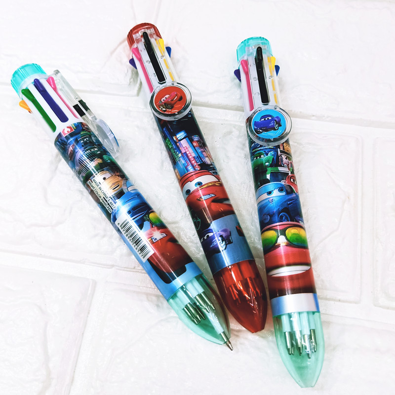 韩版卡通汽车八色圆珠笔可爱交通工具多色按动手账笔8色原子笔礼