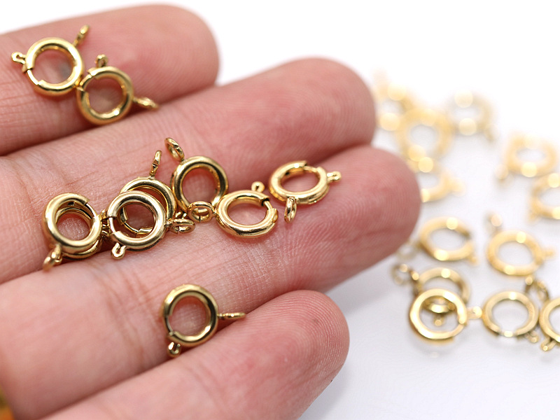 保色18k金首饰配件弹簧扣弹弓扣不掉色手链扣珍珠项链扣diy材料