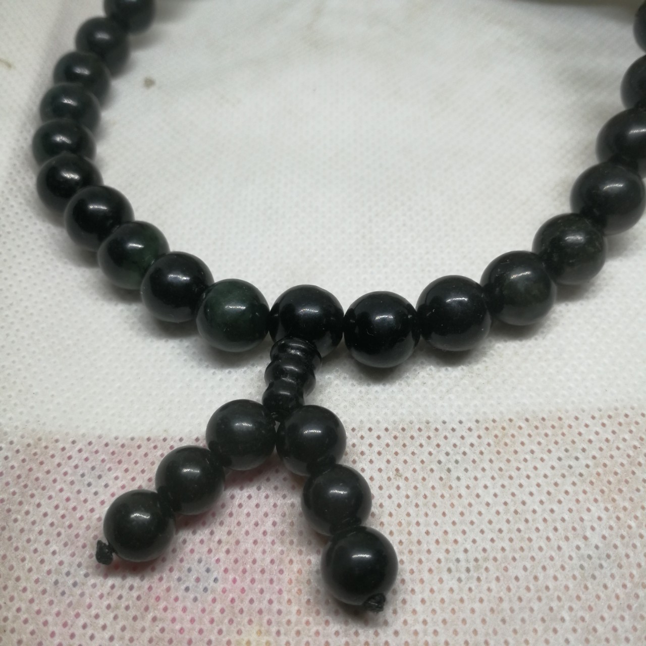 墨绿玉项链108颗佛珠男女款民族风手链活磁蛇纹石玉串珠批发