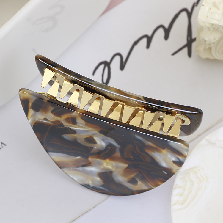 欧美大牌饰品批发时尚几何半圆形晕染色树脂发夹女生一