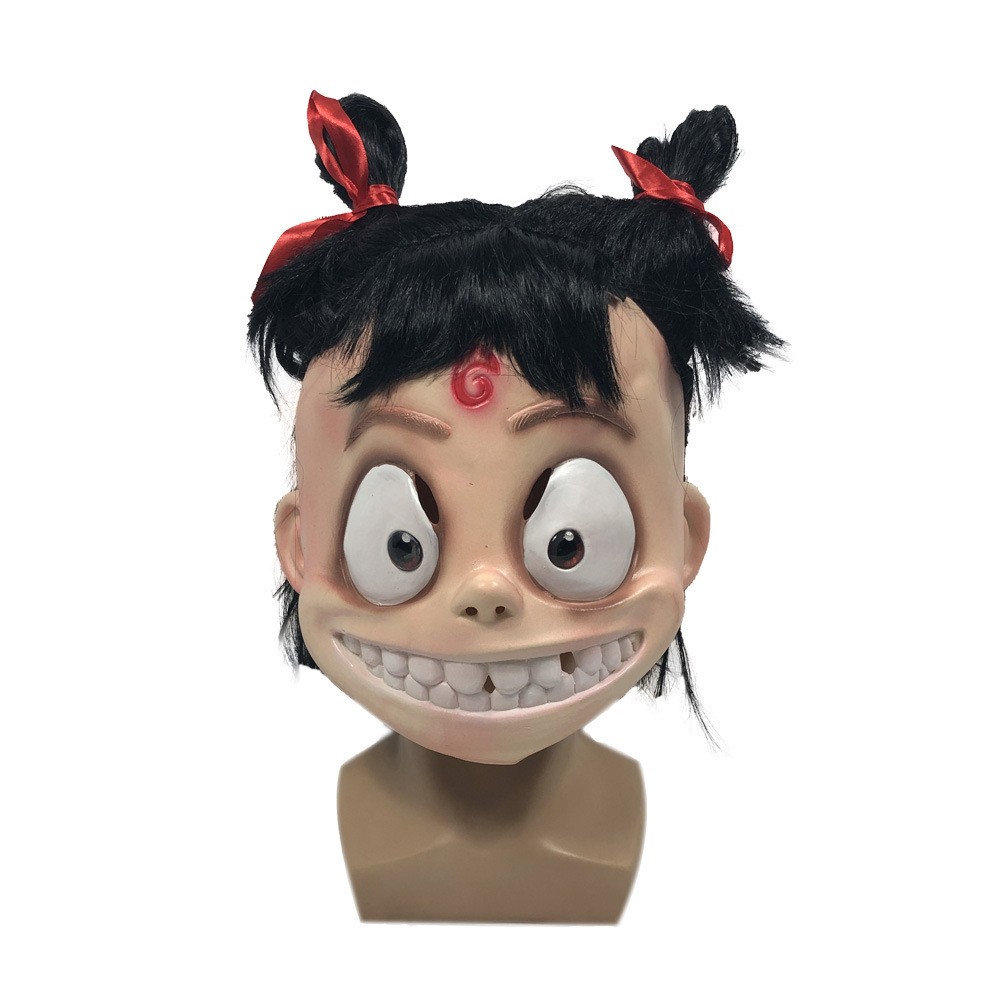 魔童降世哪吒假发头套面具化妆舞会电影头饰万圣节派对表演道具