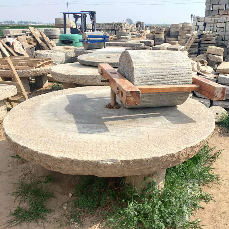 厂家供应农村老石碾子大碾盘旧物件园林景区摆件石磨盘造景电动