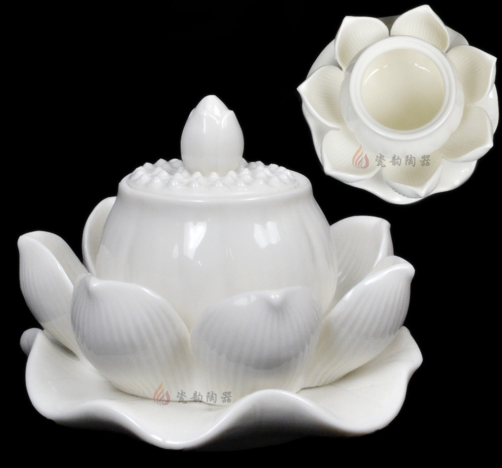 白瓷4寸莲花圣水枰 净水杯 佛供杯佛具佛教用品 德化瓷器