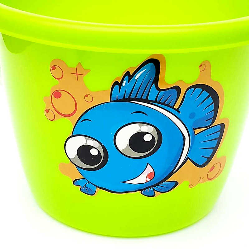 大号单桶 儿童沙滩玩具桶 大号鱼桶 卡通贴纸水桶 玩水玩沙工具桶