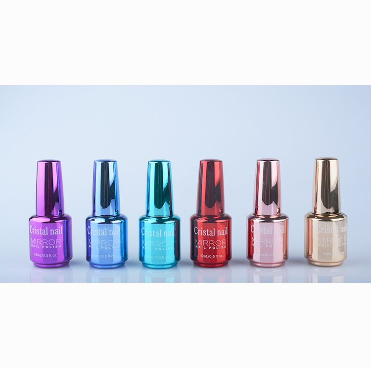 Cross-Border 15ml Mirror Gold Silver Nail Polish 12 Colors Long-Lasting Non-Tear and Pull Baking-Free Quick-Drying Nail Polish Set