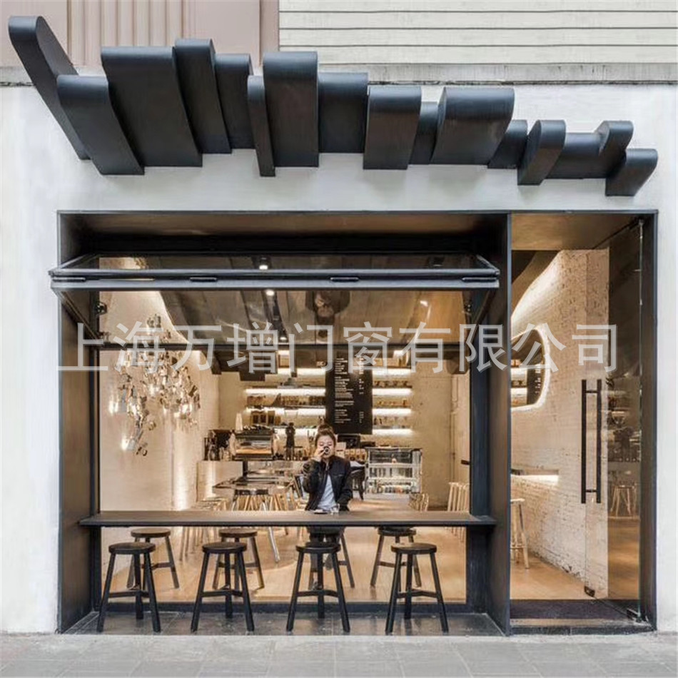 万增酒吧咖啡厅甜品店档口手动电动上下折叠玻璃门窗型材配件批发