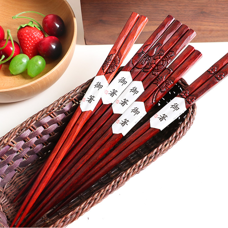 手工雕刻筷子 日式尖头动物红枣木筷 创意寿司筷家用筷