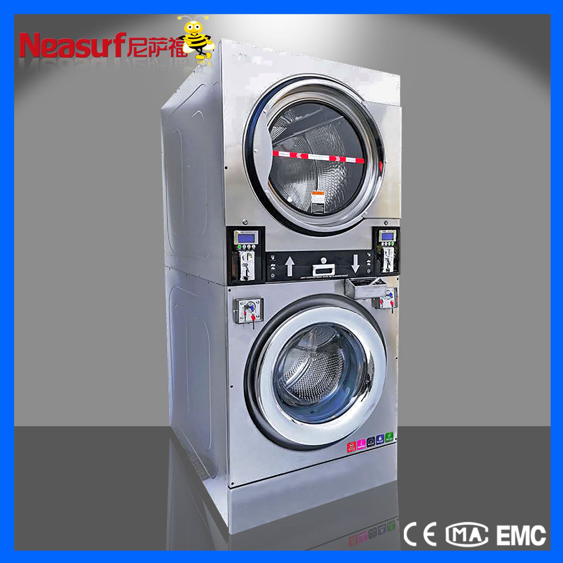 供应尼萨福洗衣脱水烘干三合一洗涤设备 双层洗衣机 洗烘一体机p