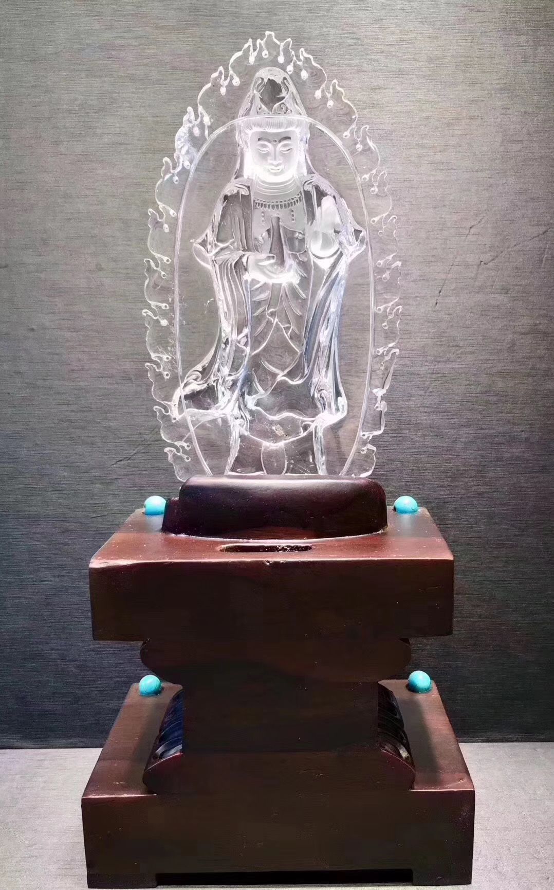 福寿 开光天然白水晶观音摆件 白水晶宝瓶观音摆件 开脸细致佛祖