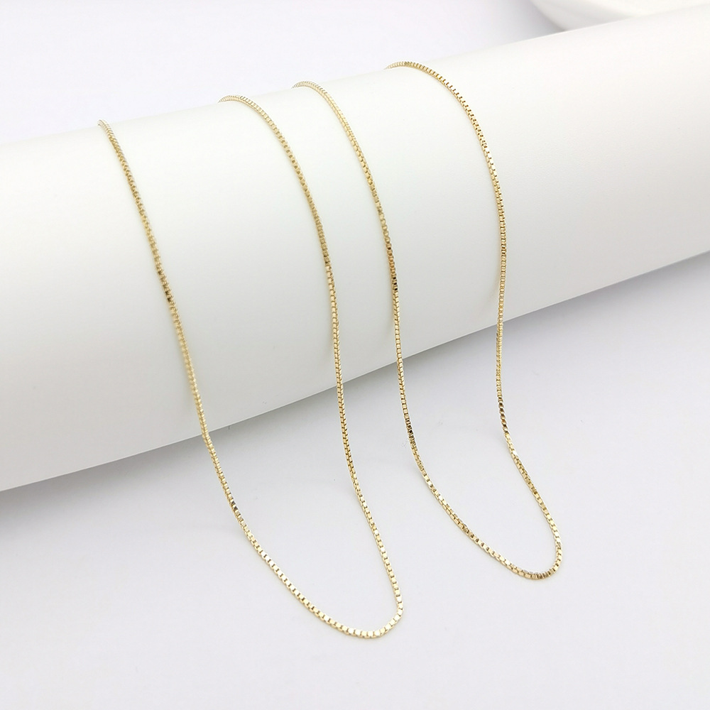 工厂直销14k金项链盒子链盒仔链40cm锁骨链45cm金链子14k项链批发