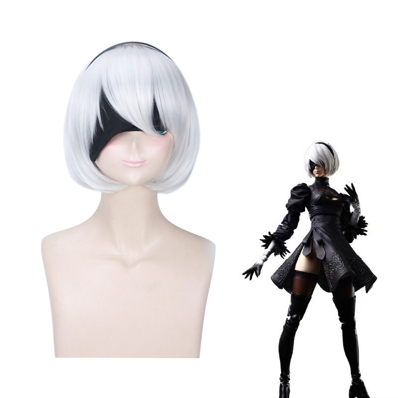 尼尔机械纪元cos假发nier automata 2b小姐姐cosplay银色短发假毛