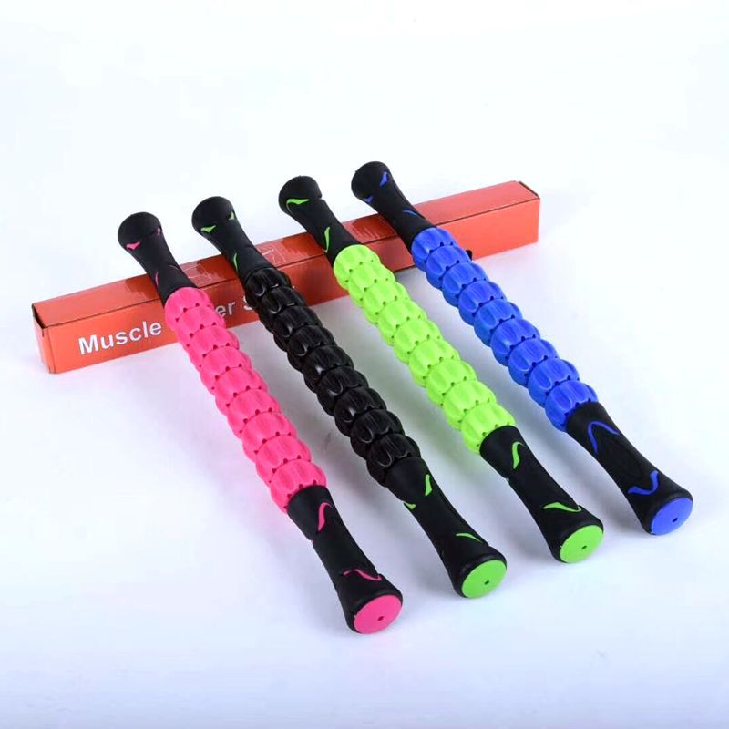 跨境专供肌肉按摩棒筋膜棒深层肌肉放松滚轮 齿轮按摩瑜伽按摩棒-阿里